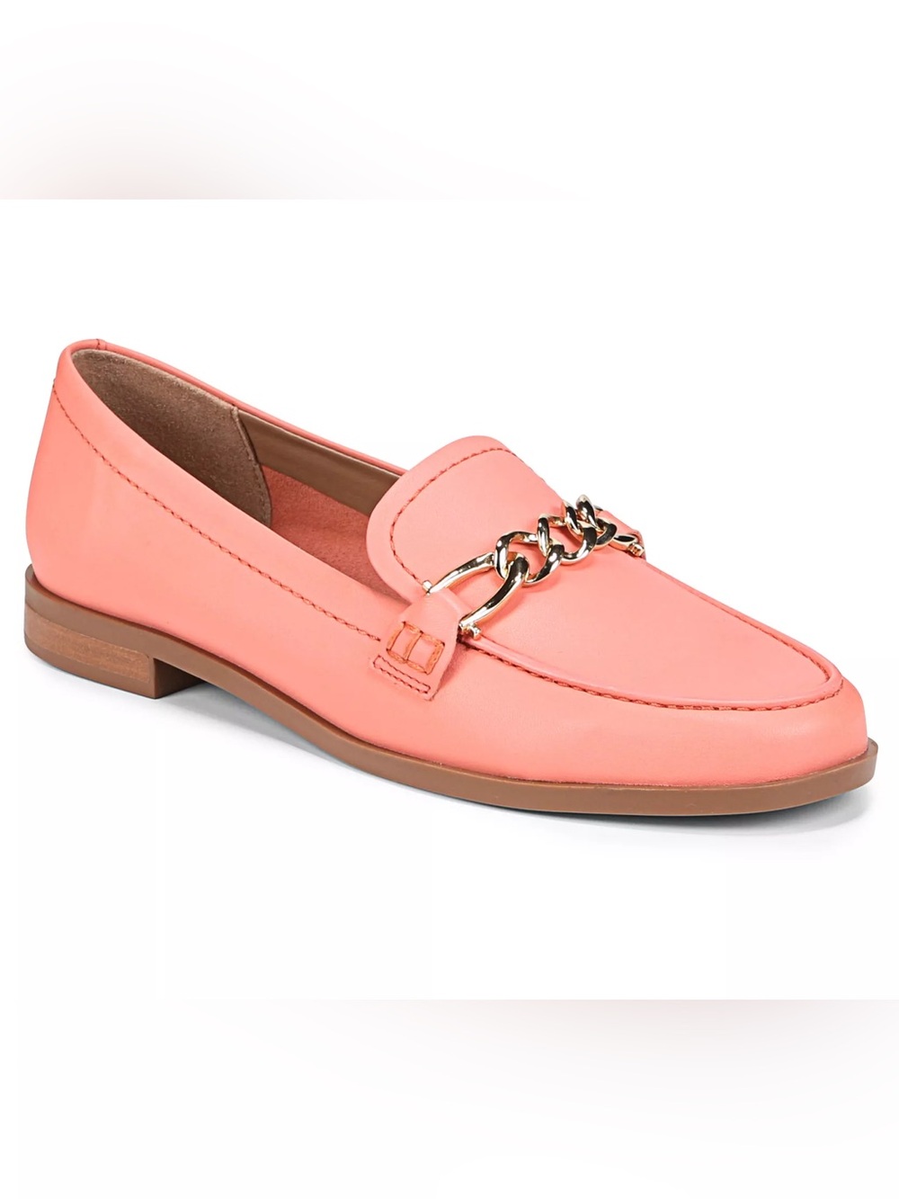 Naturalizer Coral Pink Chain-Trim Loafer Flats